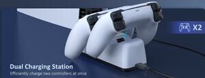 NexiGo Dual Charging Station Dock for PS5 DualSense Controller White for P-5
